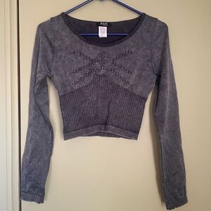 Love J Charcoal Long Sleeve Crop Top